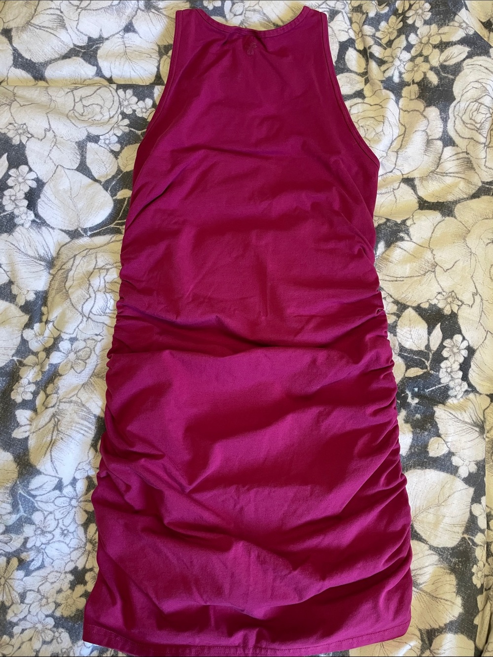 TNA Chill Malibu Fuschia Ruched Tank Bodycon Mini Dress Aritzia - Picture 12 of 15